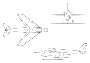 Orthographically projected diagram of the Bell X-5.