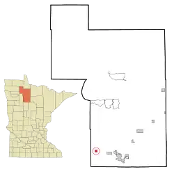 Location of Solwaywithin Beltrami County and state of Minnesota