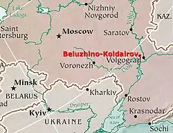 Beluzhino-Koldairov on the map of Southwestern Russia and surrounding countries