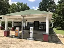 The reconstructed Ben Roy Service Station that stood next to the grocery store where Till encountered Bryant in Money, Mississippi, 2019