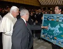 H.H. Benedict XVI views the peninsula on a 2005 Bulgarian map of Livingston Island