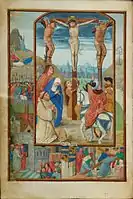 Benedictional of Robert de Clercq: Crucifixion, f. 4v, Cambridge University Library, Cambridge