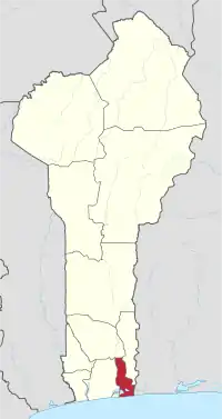 Map highlighting the Ouémé Department