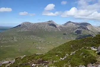Benlettery (left), Bengower, and Benbreen (right), viewed from south ridge Derryclare