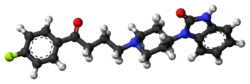 Ball-and-stick model of the benperidol molecule