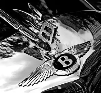 Image 2A Bentley badge and hood ornament atop a 1960 S2 4-door saloon