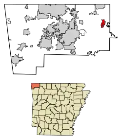 Location of Lost Bridge Village in Benton County, Arkansas.