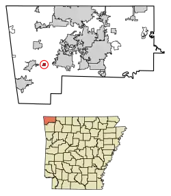 Location of Springtown in Benton County, Arkansas.