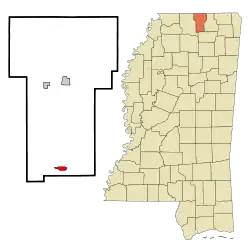 Location of Hickory Flat, Mississippi