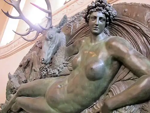 Close-up view of the original bronze by Cellini