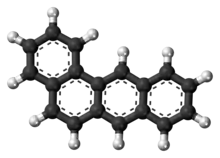 Ball-and-stick model of the benz[a]anthracene molecule