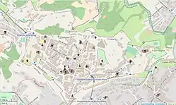 Map of the old walled Upper City of Bergamo