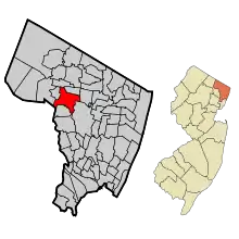 Location of Ridgewood in Bergen County highlighted in red (left). Inset map: Location of Bergen County in New Jersey highlighted in orange (right).
Interactive map of Ridgewood, New Jersey