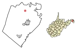 Location of Hedgesville in Berkeley County, West Virginia.