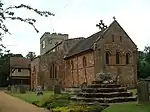 St John the Baptist parish church, with its unusual wooden porch