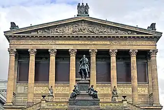 Neoclassical pediment of the Alte Nationalgalerie, Berlin, Germany, by Friedrich August Stüler and Heinrich Strack, 1865-1869