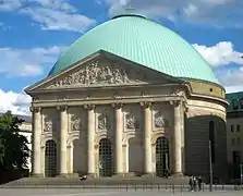 Photograph of the front elevation of a domed cathedral