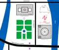 Simplified map of the Lustgarten, showing the Altes Museum (Old Museum) and Berliner Dom