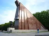 A part of the Soviet War Memorial at Treptower Park, supposedly built from red marble – actually granite – which was said to be taken from the ruins of the New Reich Chancellery.