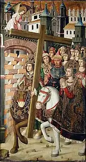 Image 51Heraclius returning the True Cross to Jerusalem, 15th-century painting by Miguel Ximénez (from History of Israel)