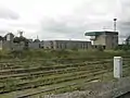 Bescot's former hump shunting control offices ably illustrate the run-down state of the yard in September 2008