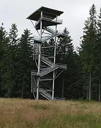 The iconic Mont Bessou viewing tower, at the highest point on the plateau, just to the north of Meymac.
