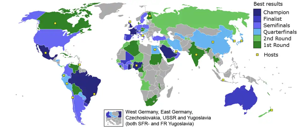 Map of the best results for each country