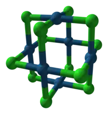 Ball-and-stick model of a Pt6Cl12 molecule in the beta polymorph of platinum(II) chloride