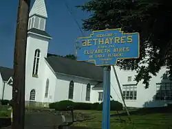 Bethayres in the township, with Huntingdon Valley Presbyterian Church in the background.