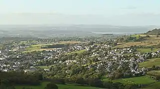 Bethesda, From the mountains in the South facing North towards Anglesey