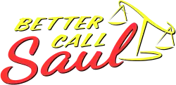 Text "Better Call Saul" with drawn set of balance scales to the right