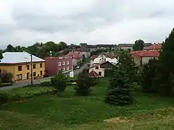 Centre of Bezuchov with the municipal office (left)