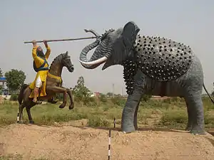 Statue of Bhai Bachittar Singh in Sikh Ajaibghar