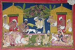 Bhang eaters from India c. 1790.  Bhang is  an edible preparation of cannabis native to the Indian subcontinent. It has been used in food and drink as early as 1000 BCE by Hindus in ancient India.