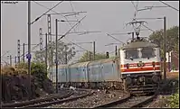 A WAP-5 hauling the Bhopal Shatabdi Express