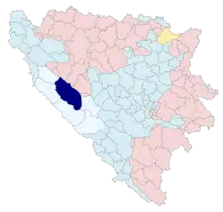 Location of Glamoč within Bosnia and Herzegovina