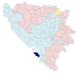 Location of Ljubuški within Bosnia and Herzegovina
