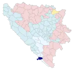 Location of Neum municipality within Bosnia and Herzegovina