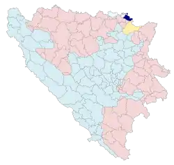 Location of Orašje within Bosnia and Herzegovina