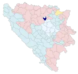 Location of Tešanj within Bosnia and Herzegovina.