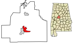 Location of Centreville in Bibb County, Alabama.
