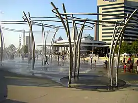 The park's fountains in use