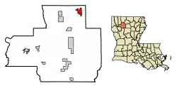 Location of Arcadia in Bienville Parish, Louisiana.