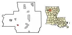 Location of Castor in Bienville Parish, Louisiana.