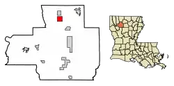 Location of Mount Lebanon in Bienville Parish, Louisiana.