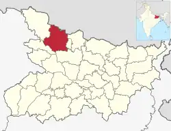 Location of East Champaran district in Bihar