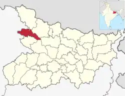 Location of Gopalganj district in Bihar