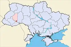 Map of Ukraine with Bilche-Zolote highlighted.