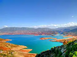 Panoramic view of the artificial lake of Bin el Oiudane located 1 km east of the village of the same name