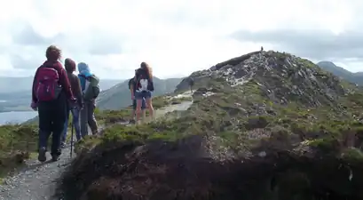 Trail (stone path section) along the final summit ridge of Diamond Hill